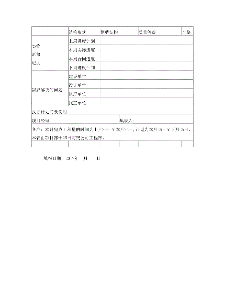 工程进度及施工计划月报表_第2页