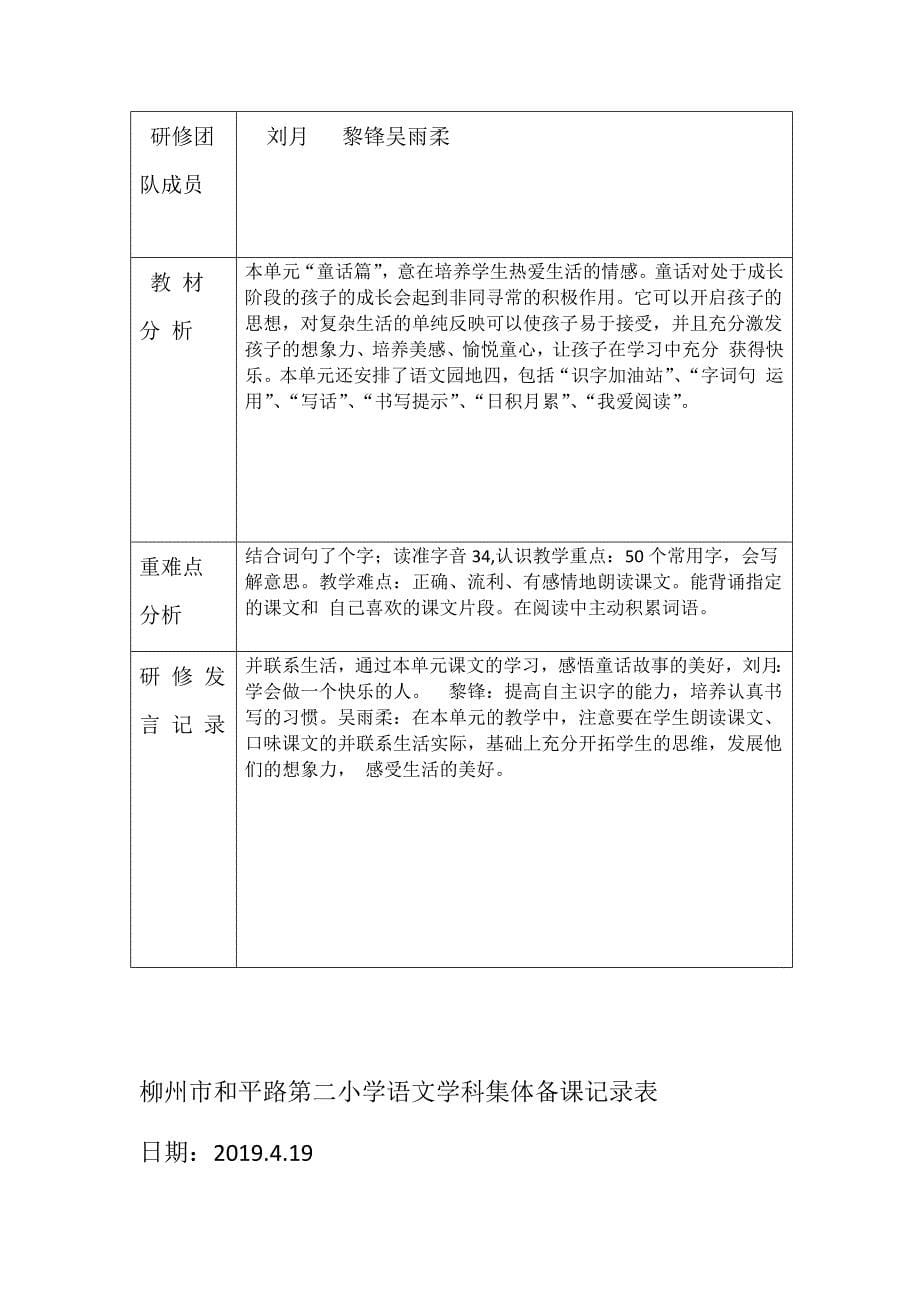 完整版部编版2年级下册语文集体备课表_第5页