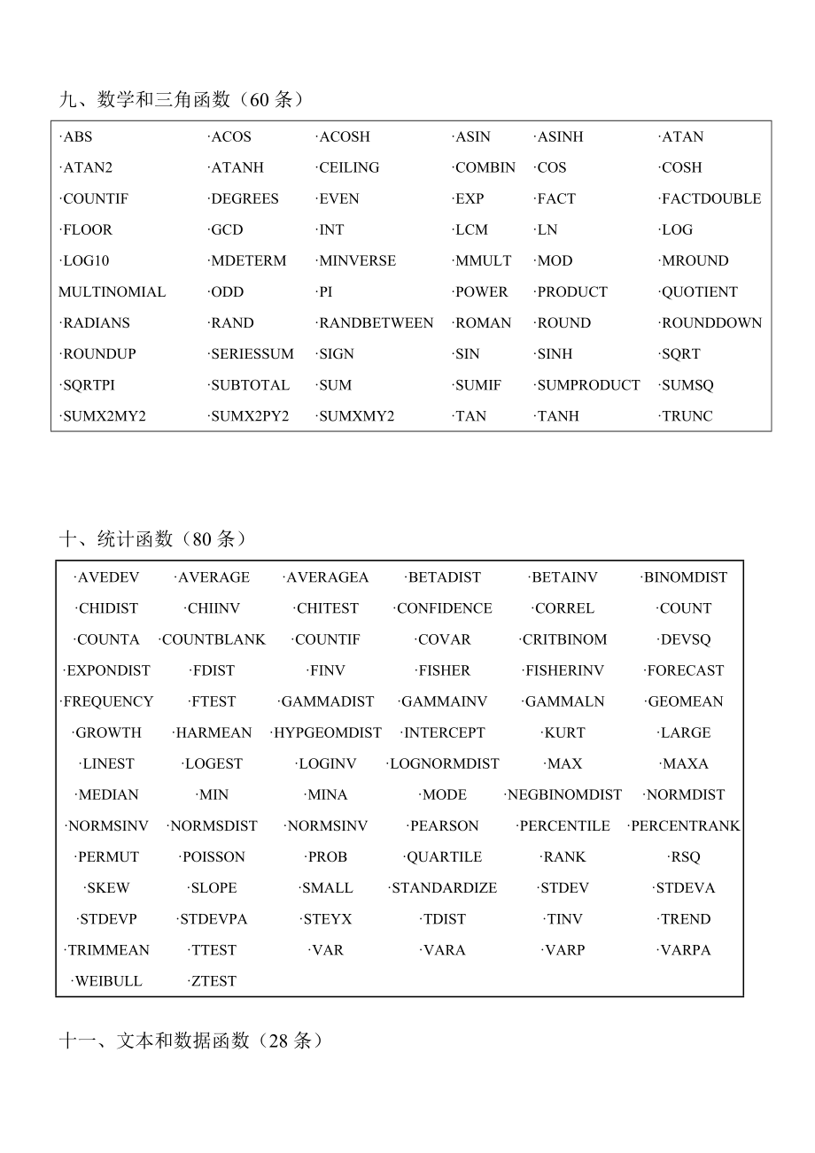 EXCEL函数表函数大全_第4页