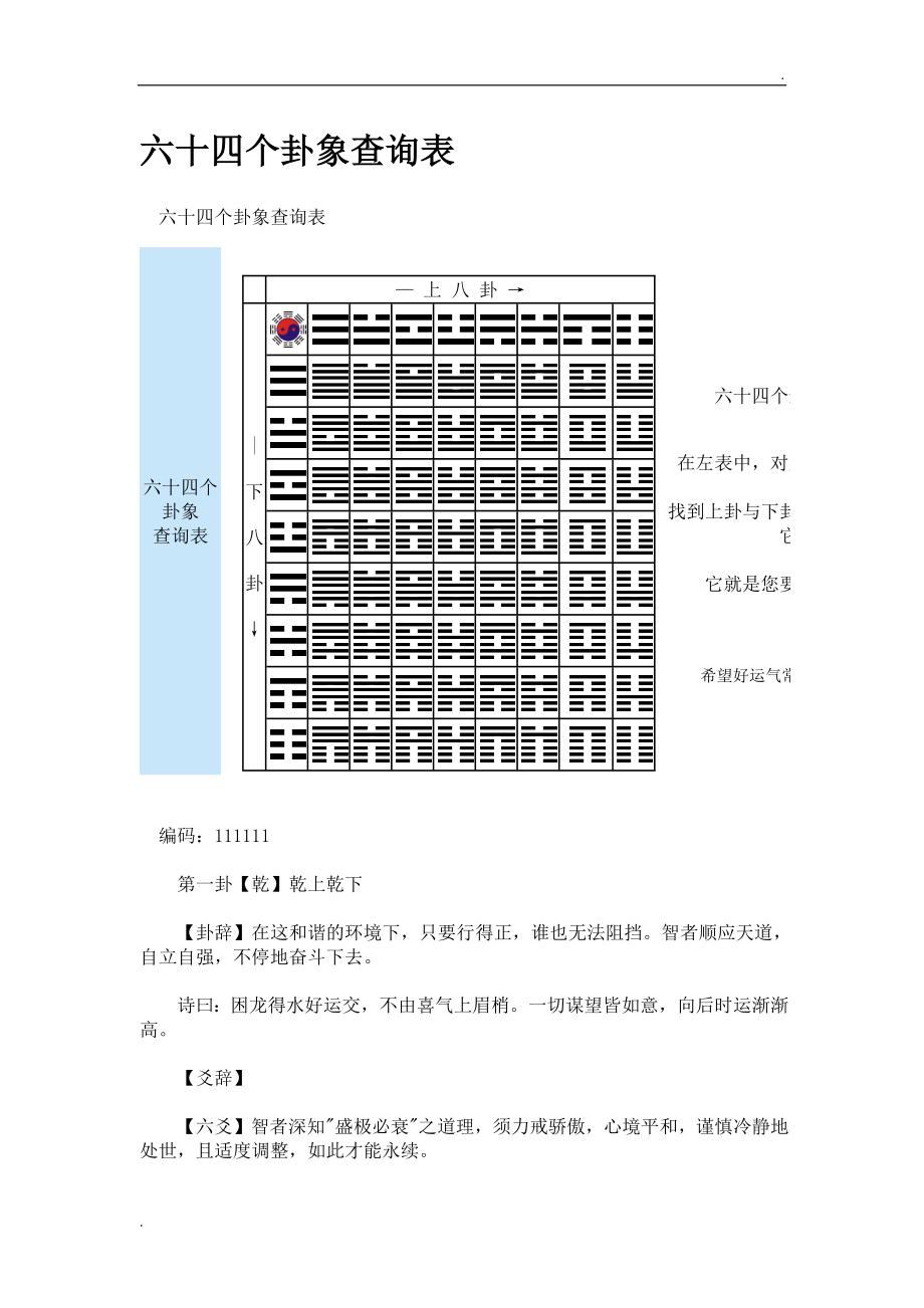 六十四个卦象查询表_第1页