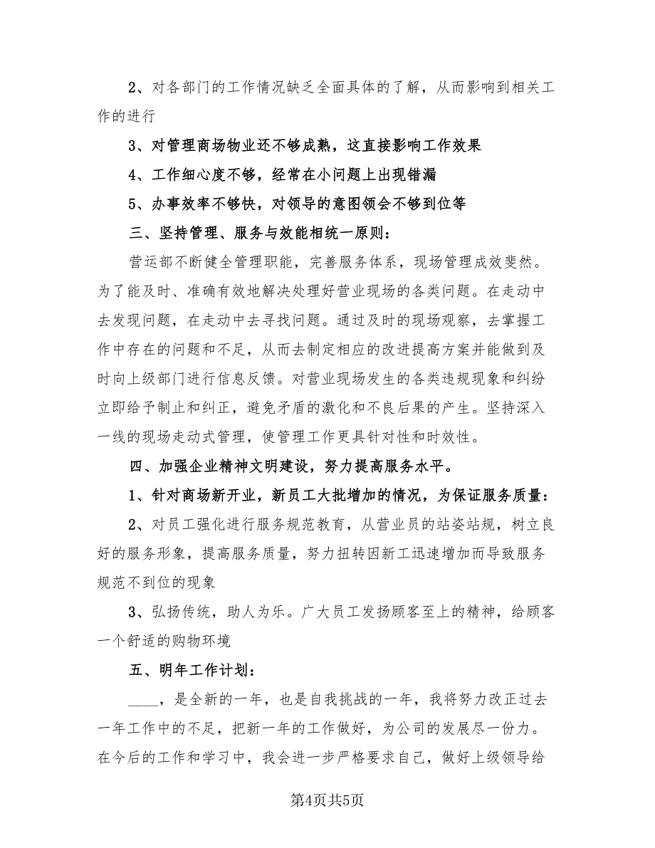 2023商场营业员个人年终总结模板（2篇）.doc_第4页