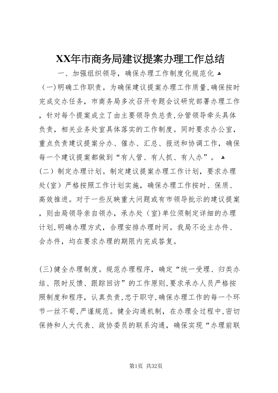 市商务局建议提案办理工作总结_第1页