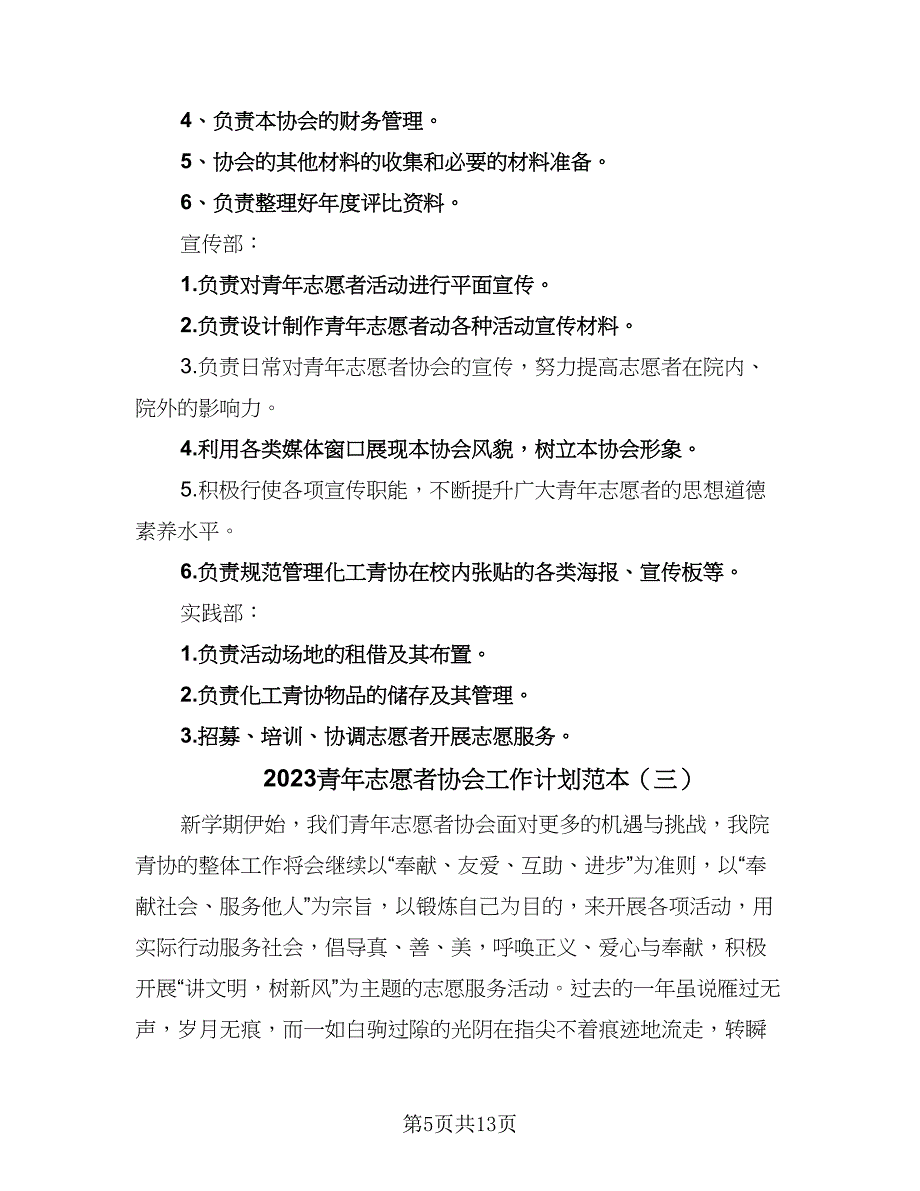 2023青年志愿者协会工作计划范本（四篇）.doc_第5页