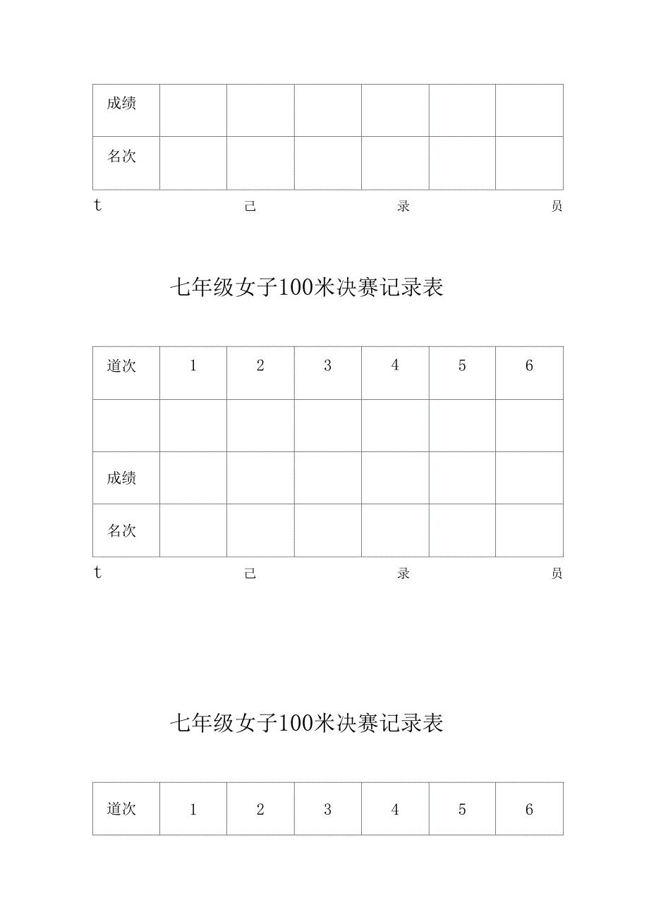 100米决赛记录表_第4页