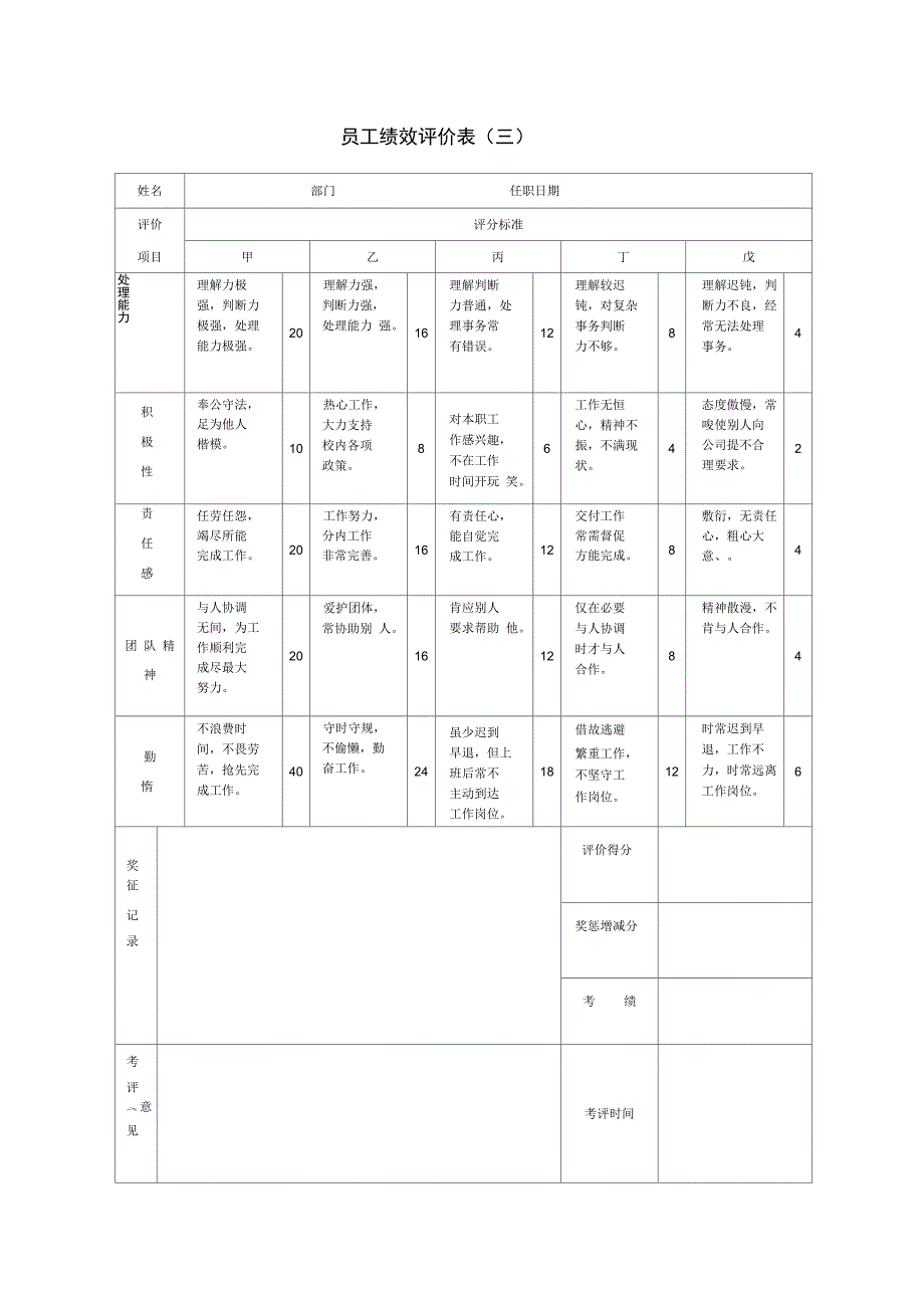 普通员工绩效评价表_第4页