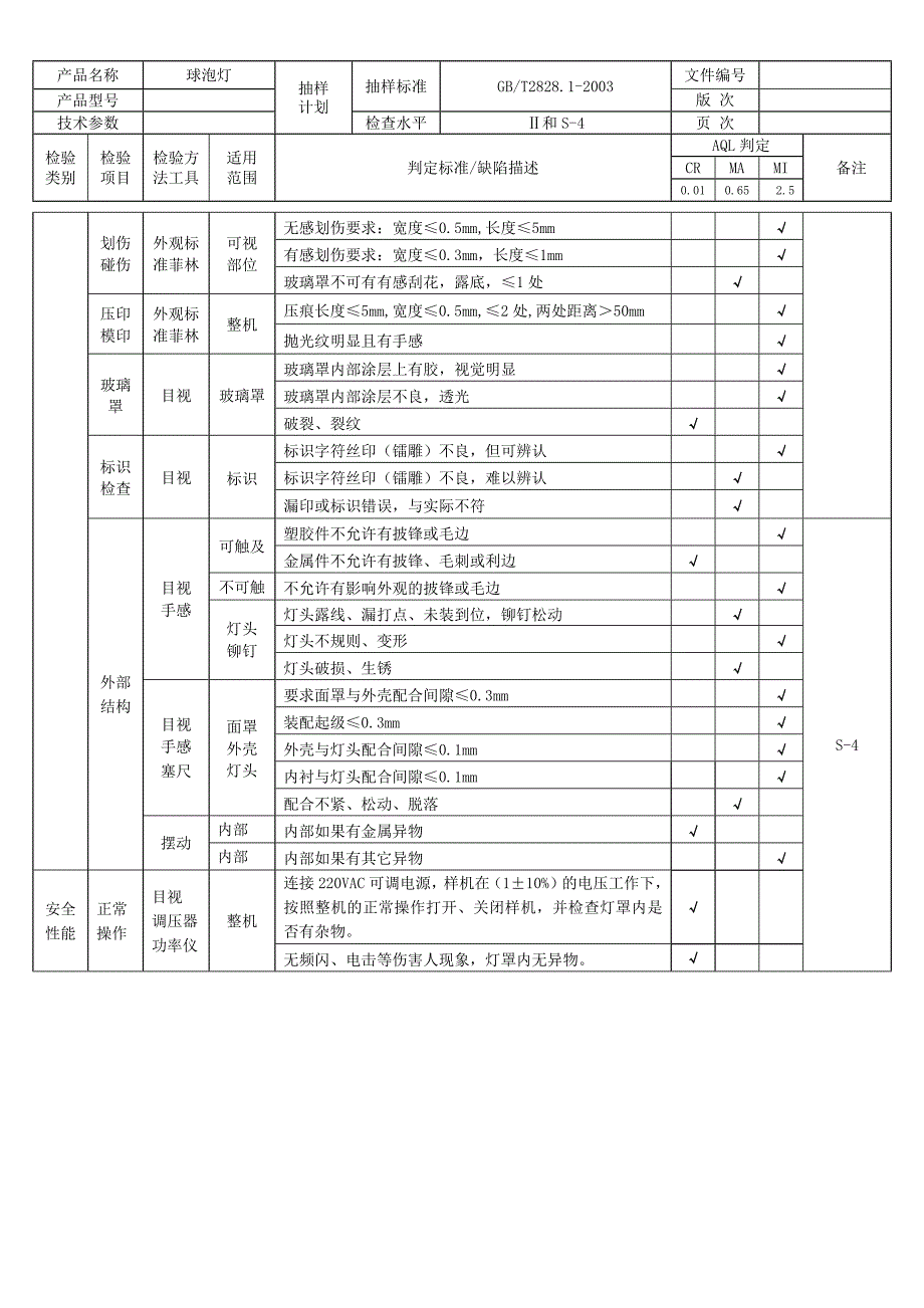 球泡灯成品检验规范_第4页