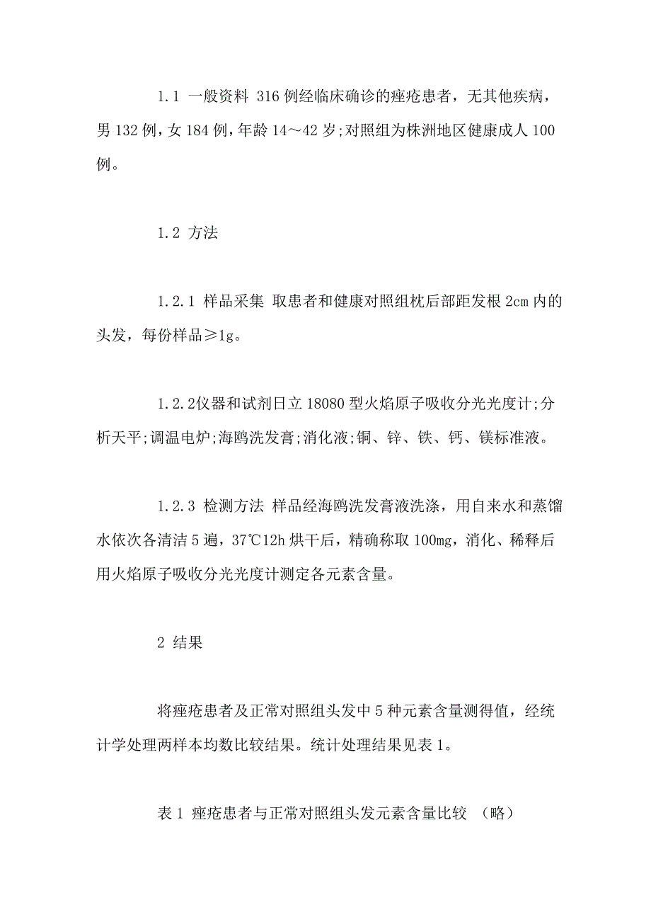 痤疮患者头发中铜、锌、铁、钙、镁的测定及分析_第2页