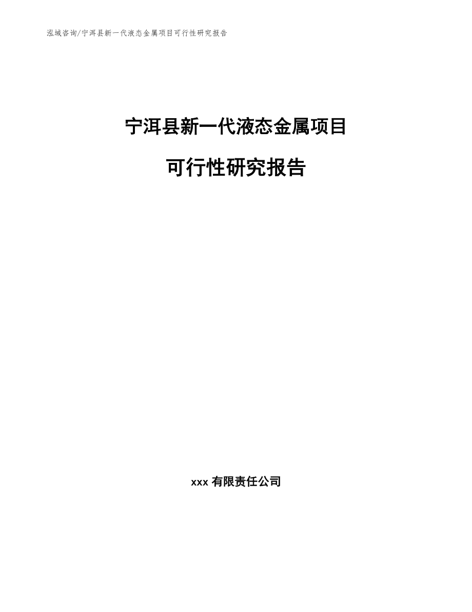 宁洱县新一代液态金属项目可行性研究报告参考范文_第1页