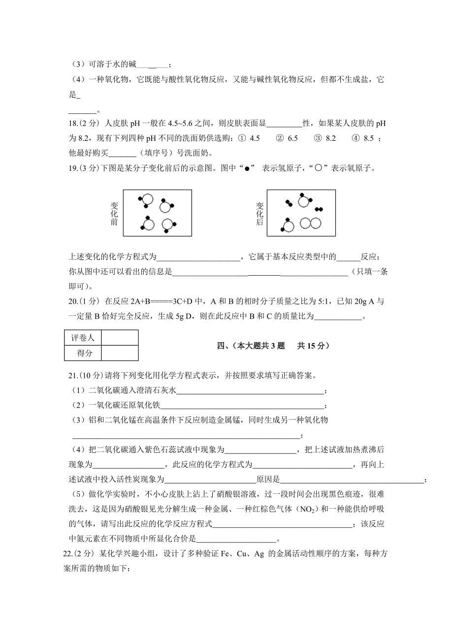 中考化学模拟试卷-化学_第5页