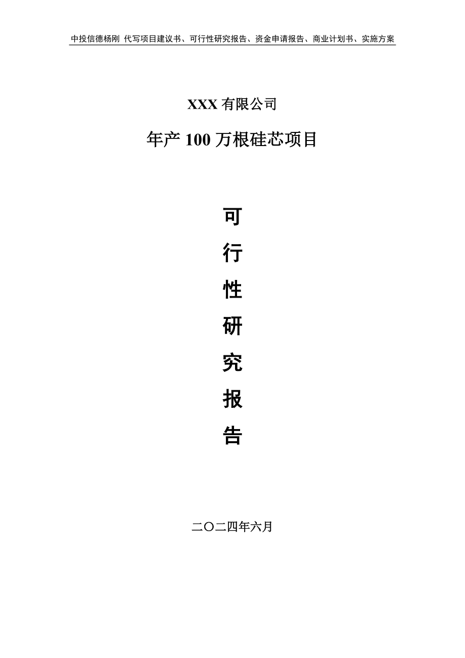 年产100万根硅芯项目可行性研究报告申请建议书.doc_第1页