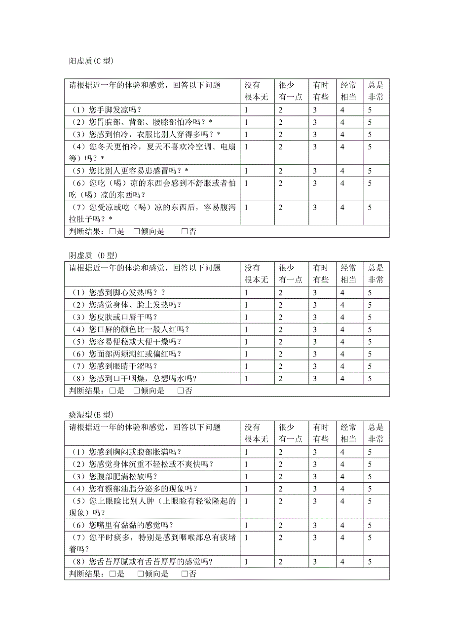 中医体质分类判定表.doc_第2页