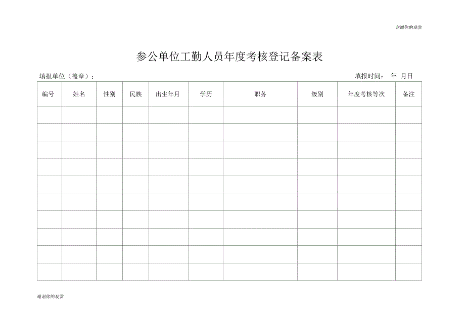 参公单位工勤人员年度考核登记备案表.doc_第1页