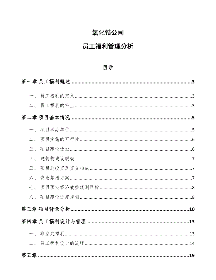 氧化锆公司员工福利管理分析模板_第1页