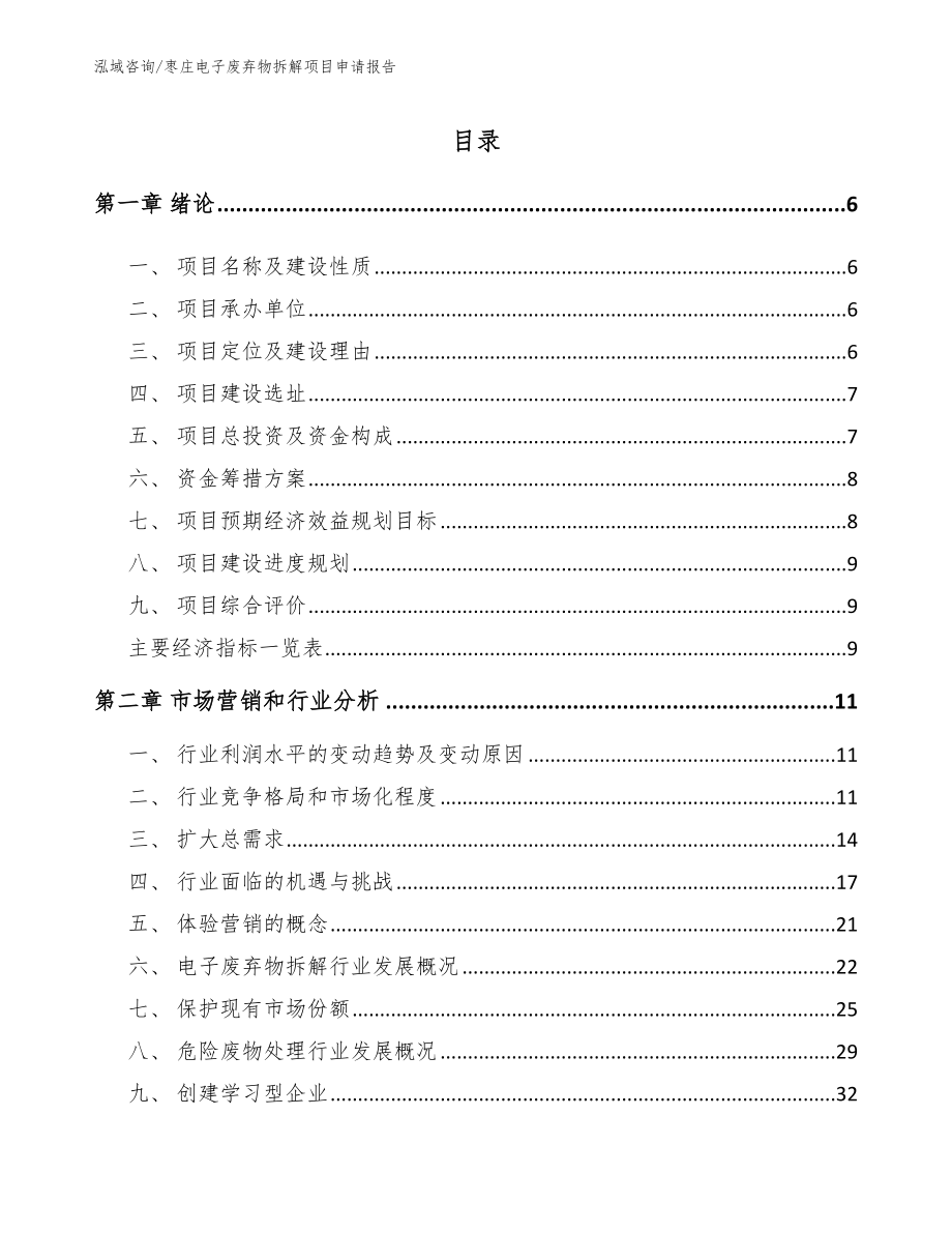 枣庄电子废弃物拆解项目申请报告_第1页