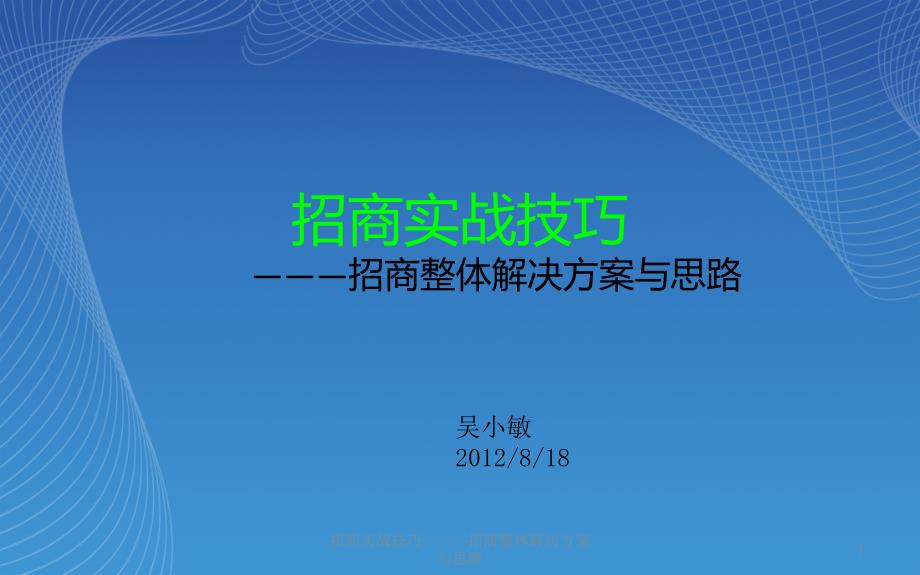 招商实战技巧招商整体解决方案与思路课件_第1页