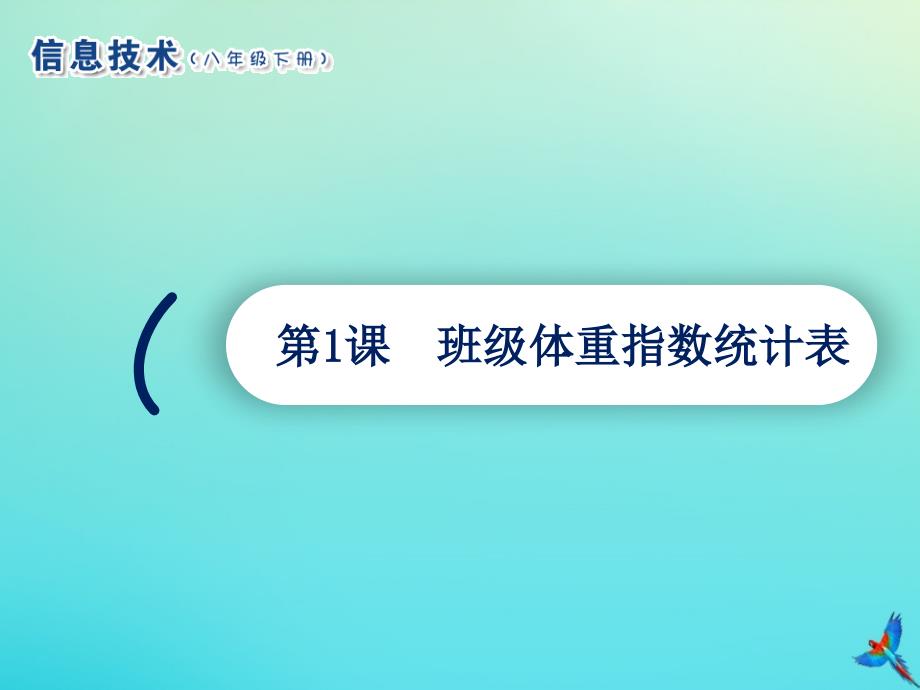 南方版八年级信息技术下册第1课班级体重指数统计表课件_第1页