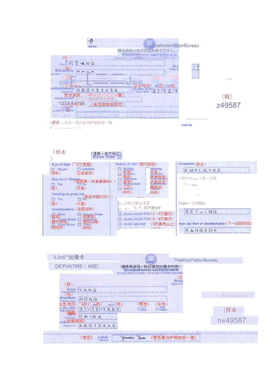 泰国出入境卡填写模板_第1页