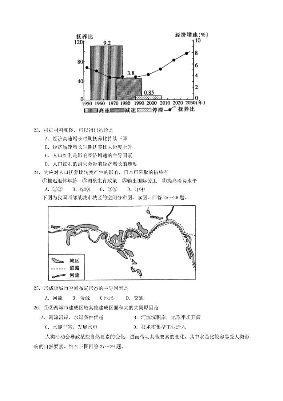 【精品】福建省高三地理上学期第三次月考试题含答案_第5页