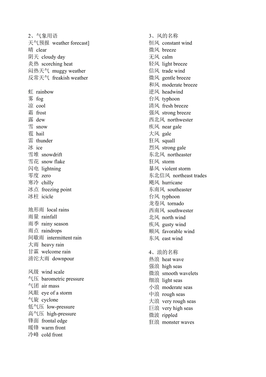 天气英语词汇大全.doc_第2页
