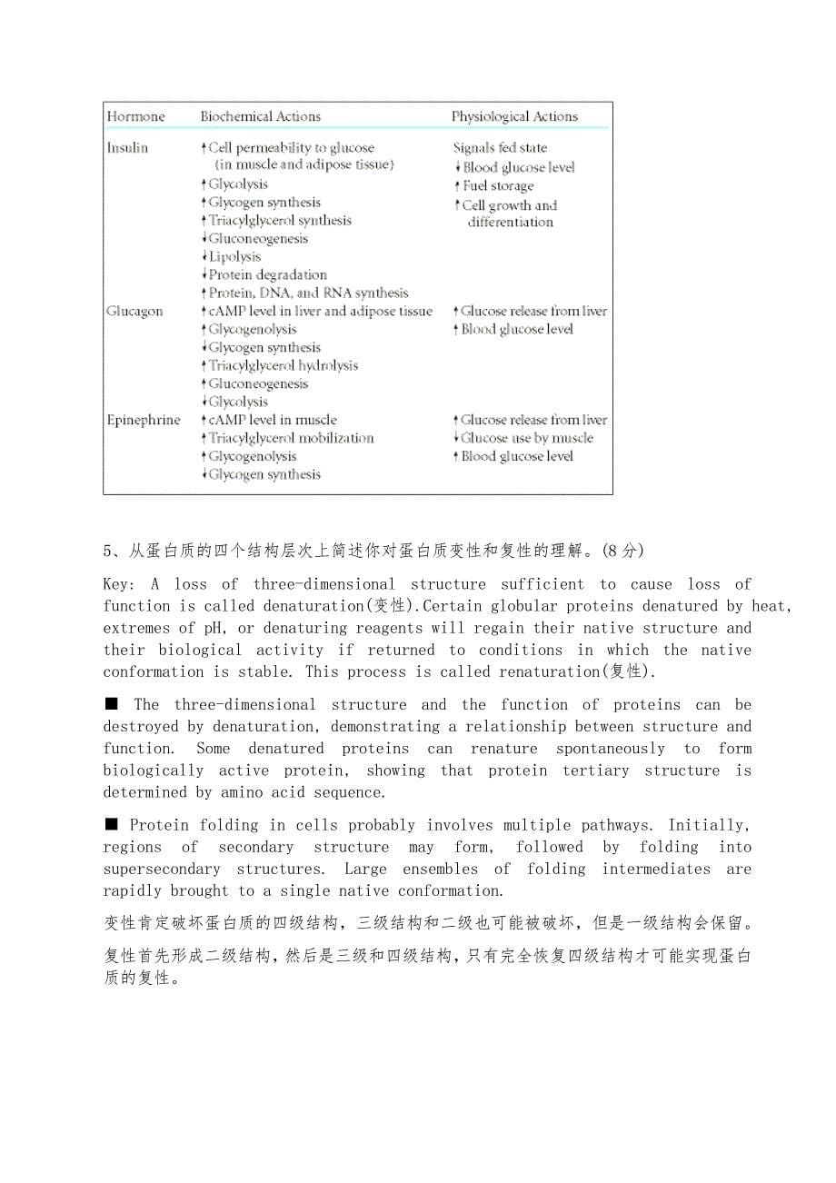 中国科学技术大学生物化学考试试卷答案_第5页