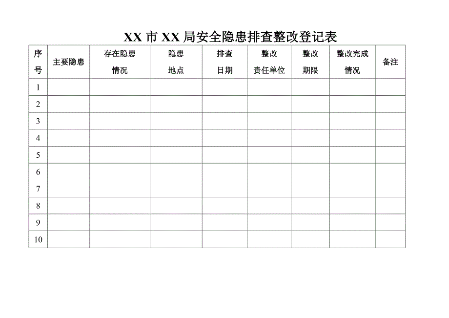 局门卫室管理台账安全隐患排查整改登记簿_第2页