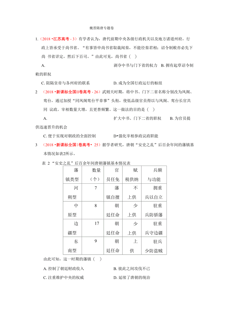 魏晋隋唐专题复习_第1页