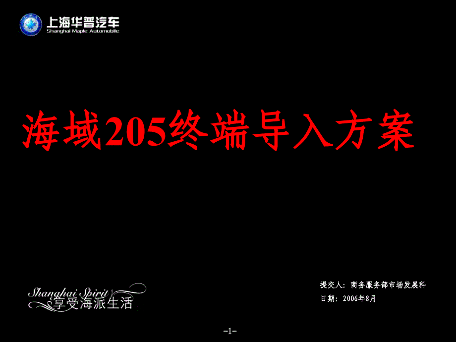 汽车策划方案--海域205终端导入方案课件_第1页