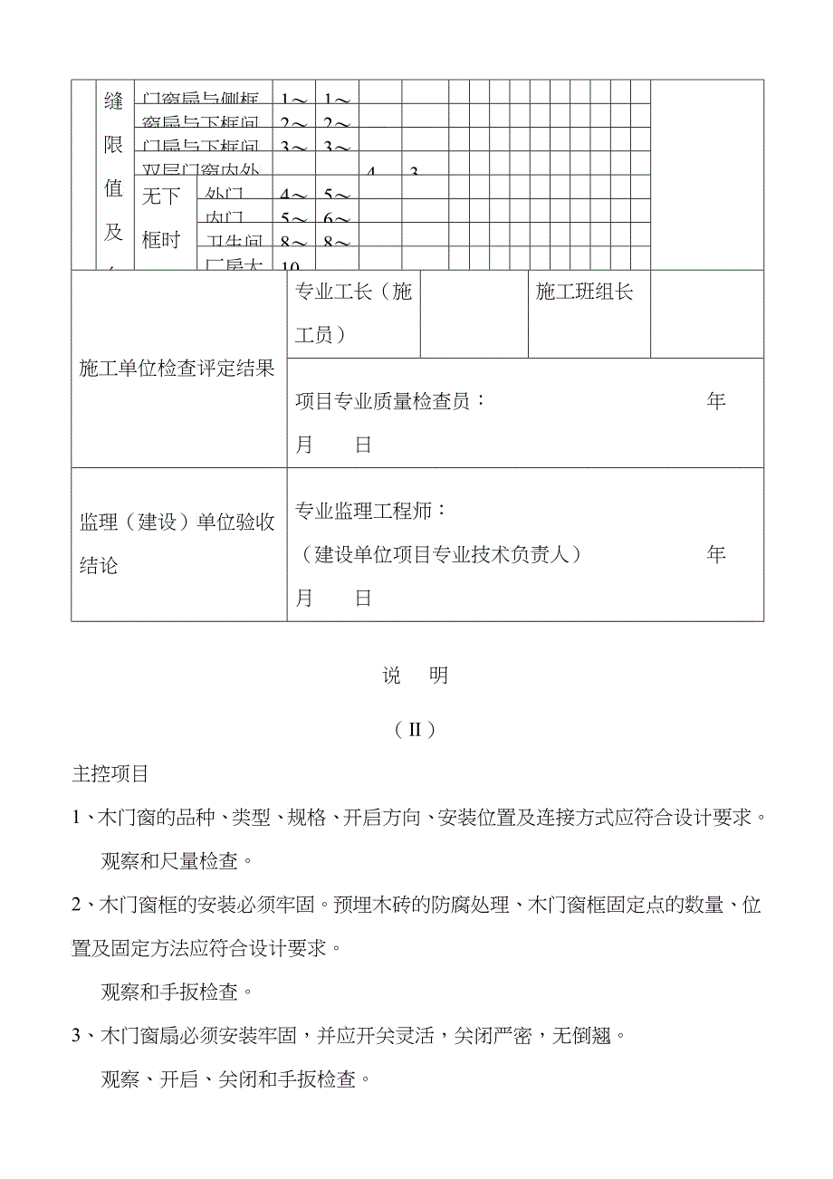 木门窗安装工程检验批质量验收记录表_第2页