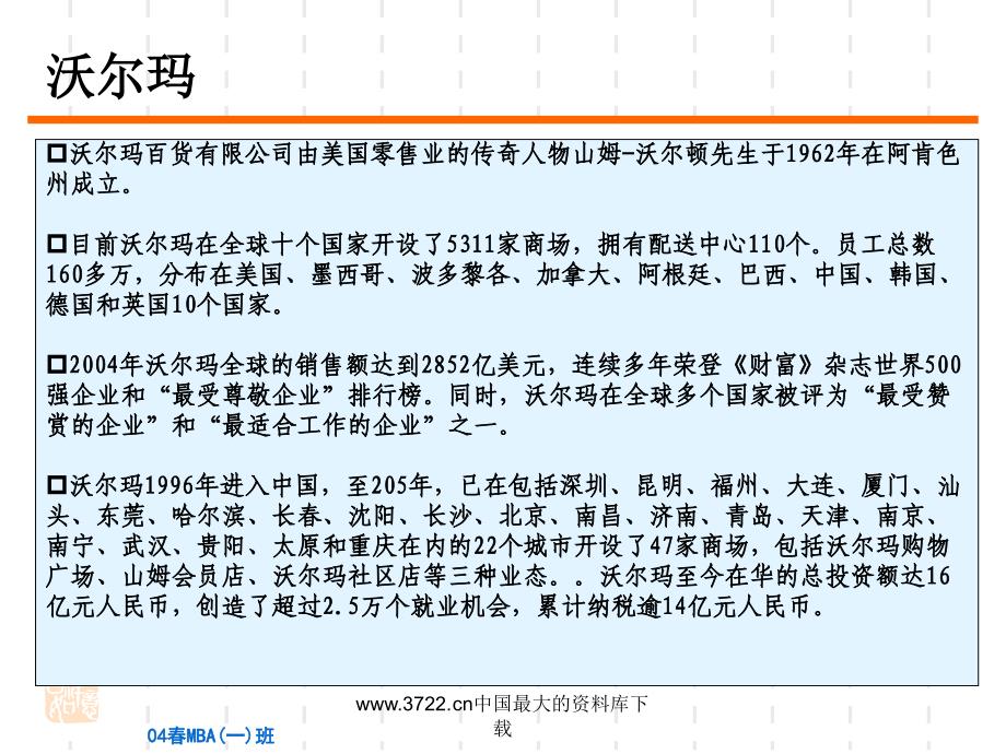 沃尔玛麦德龙好又多三家零售企业运作管理案例分析_第3页