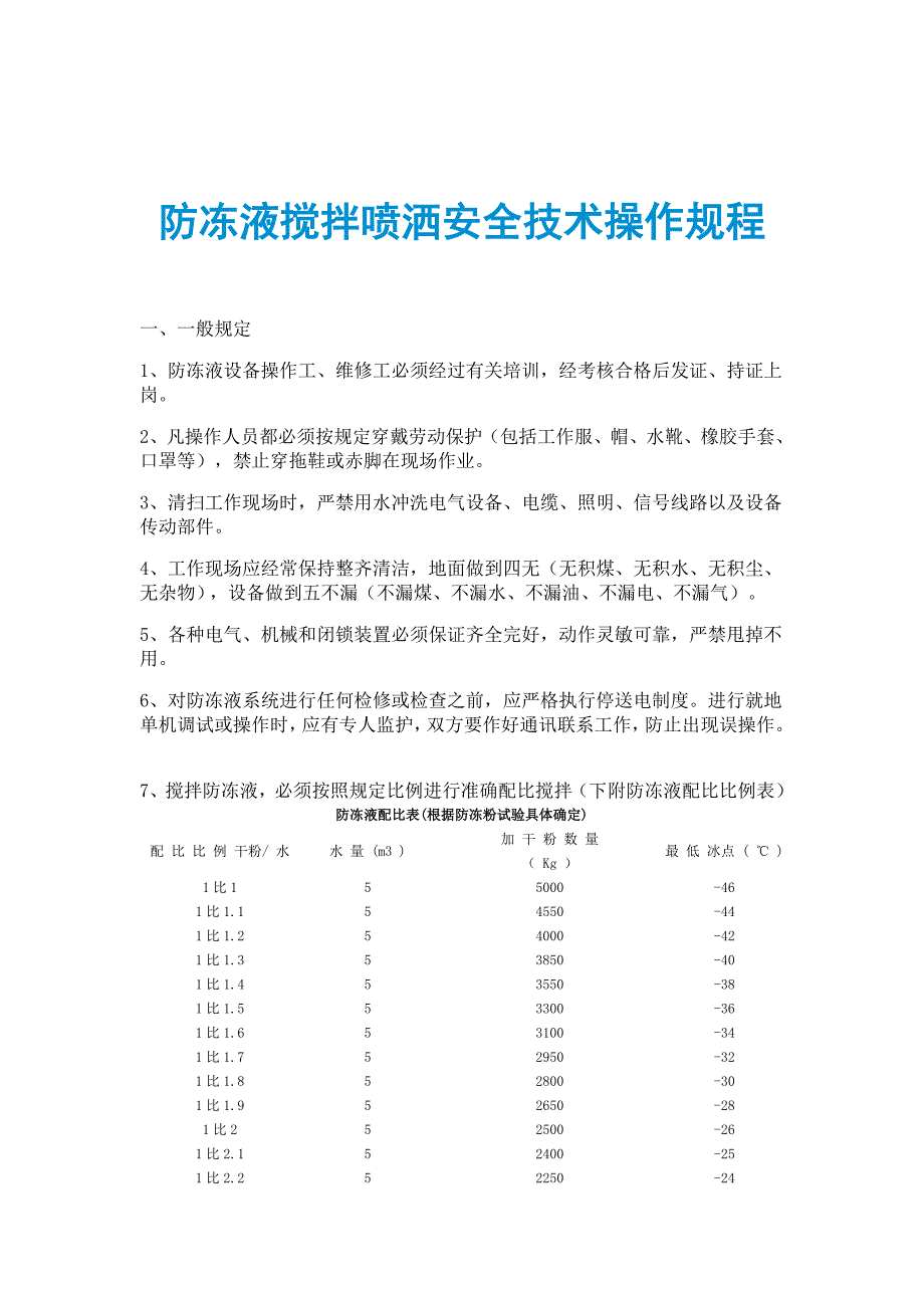 防冻液搅拌喷洒安全技术操作规程_第1页