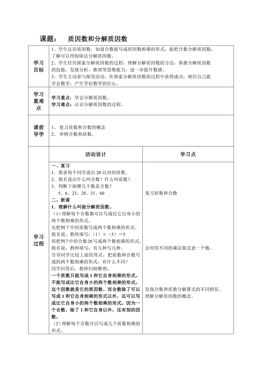 课题： 质因数和分解质因数.docx_第1页