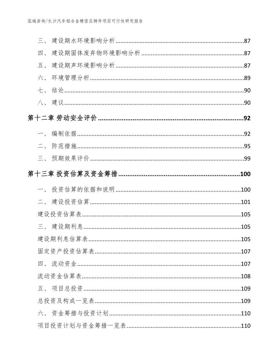 长沙汽车铝合金精密压铸件项目可行性研究报告范文模板_第5页