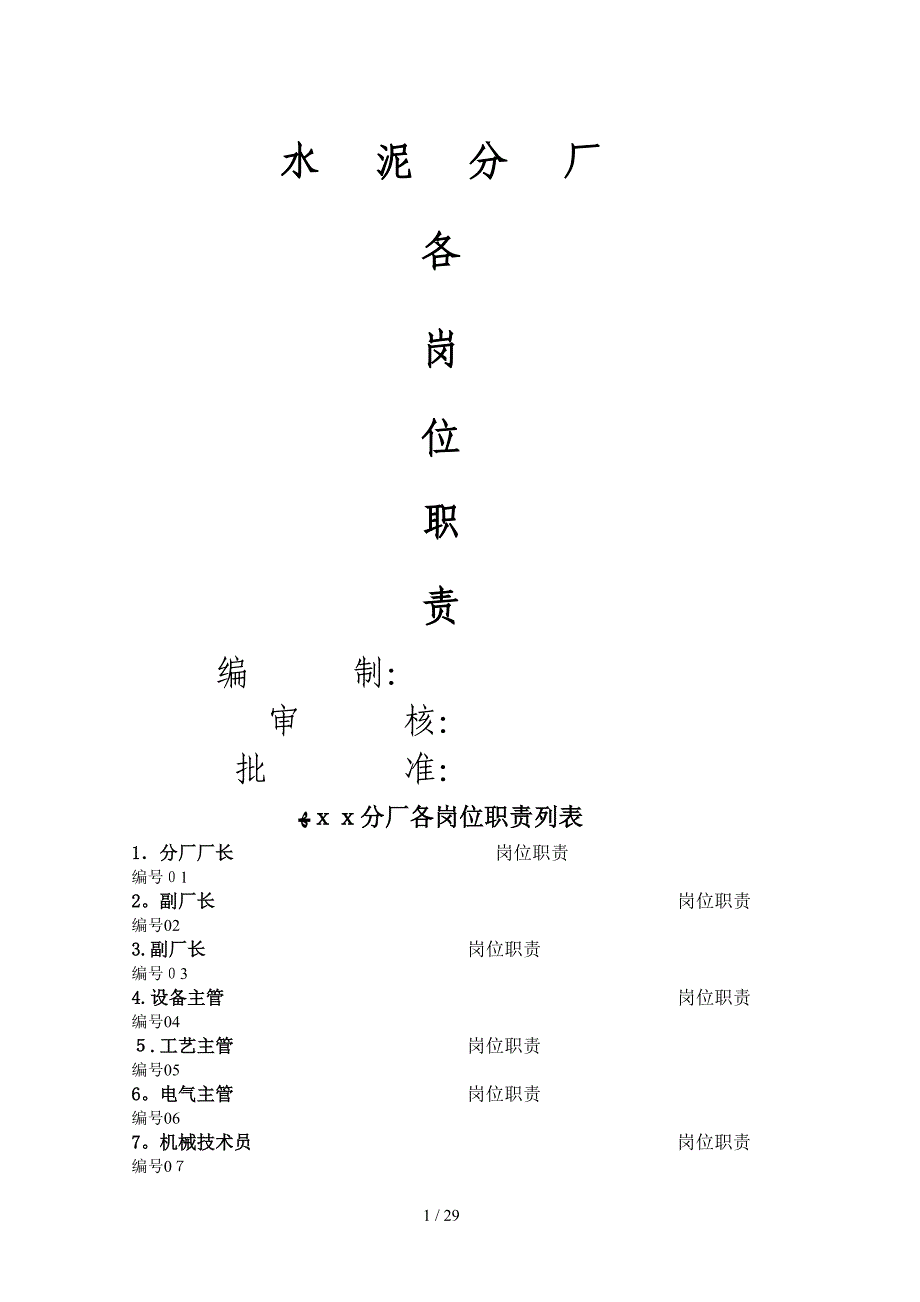 xx分厂各岗位职责_第1页