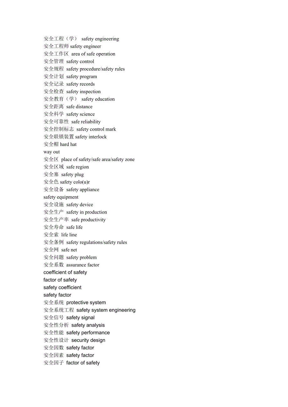 安全专业英语词汇_第2页