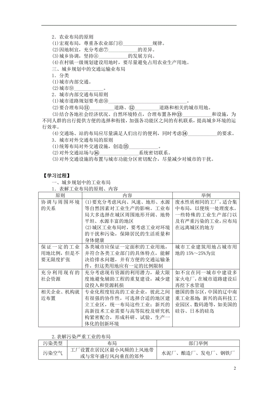 高考地理一轮复习城乡规划中的主要产业布局同步指导训练 新人教版选修4_第2页