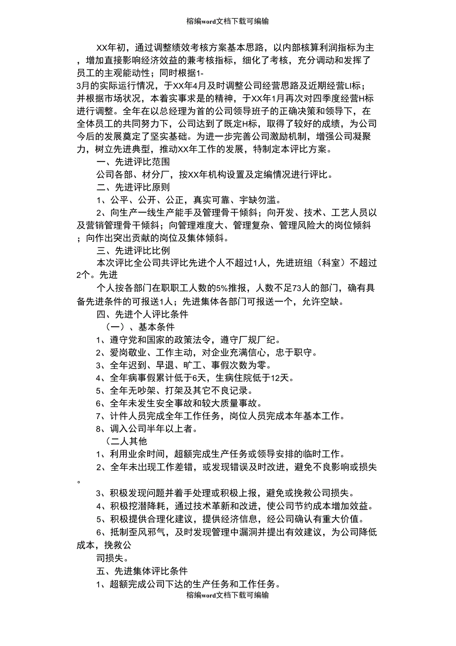 2021年年度先进集体、先进个人评比方案_第1页