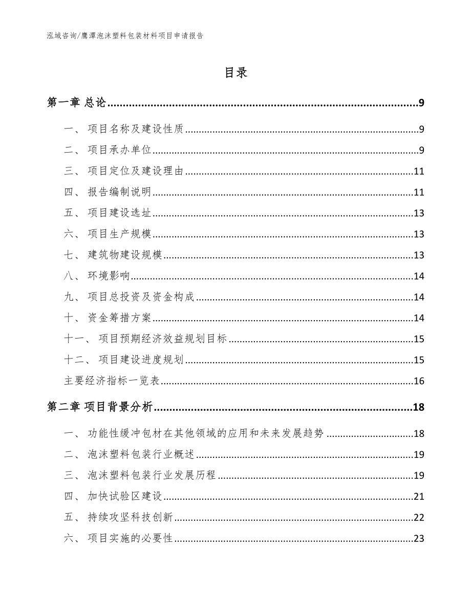 鹰潭泡沫塑料包装材料项目申请报告（模板范本）_第1页