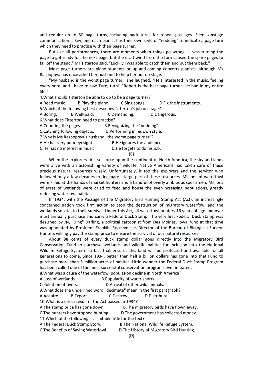 2021-2022学年高二上学期高中英语阅读与写作竞赛试题.docx_第2页