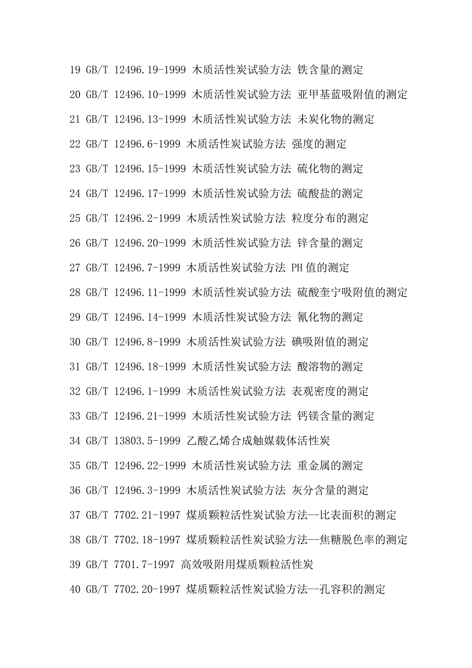 各行业活性炭国家标准索引_第2页