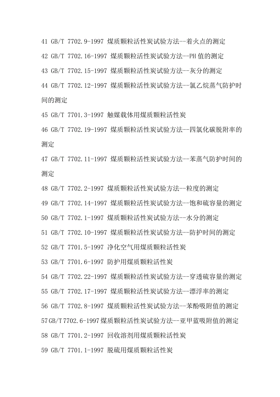 各行业活性炭国家标准索引_第3页