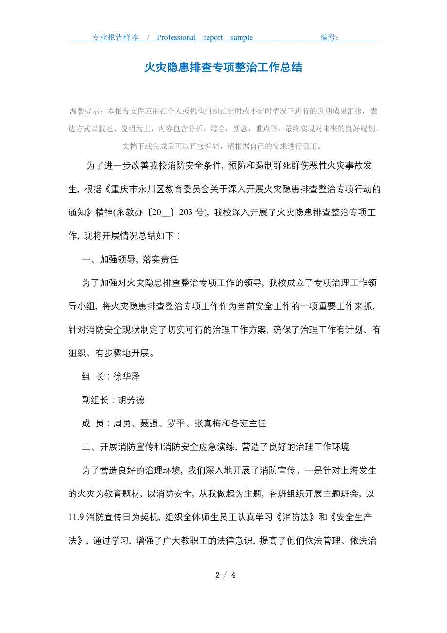 火灾隐患排查专项整治工作总结_第2页