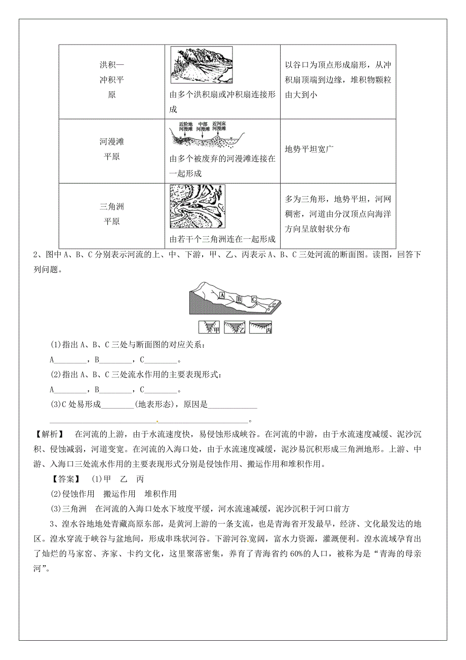 精修版河南省确山县第二高级中学高考地理一轮复习 第4章 第3节河流地貌的发育教学案 人教版必修1_第4页