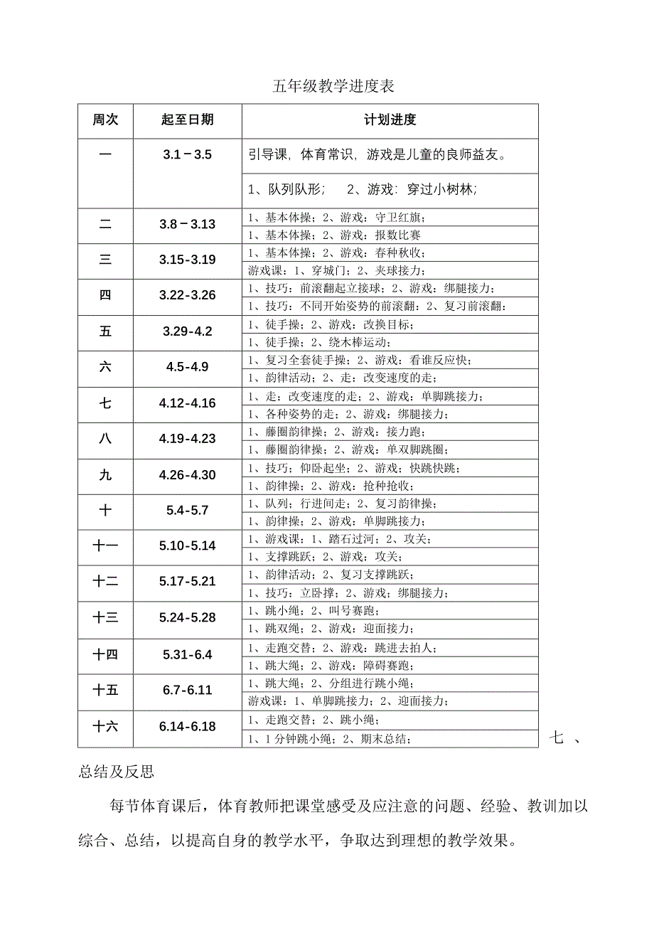 小学五年级体育学期教学计划教学计划.doc_第3页