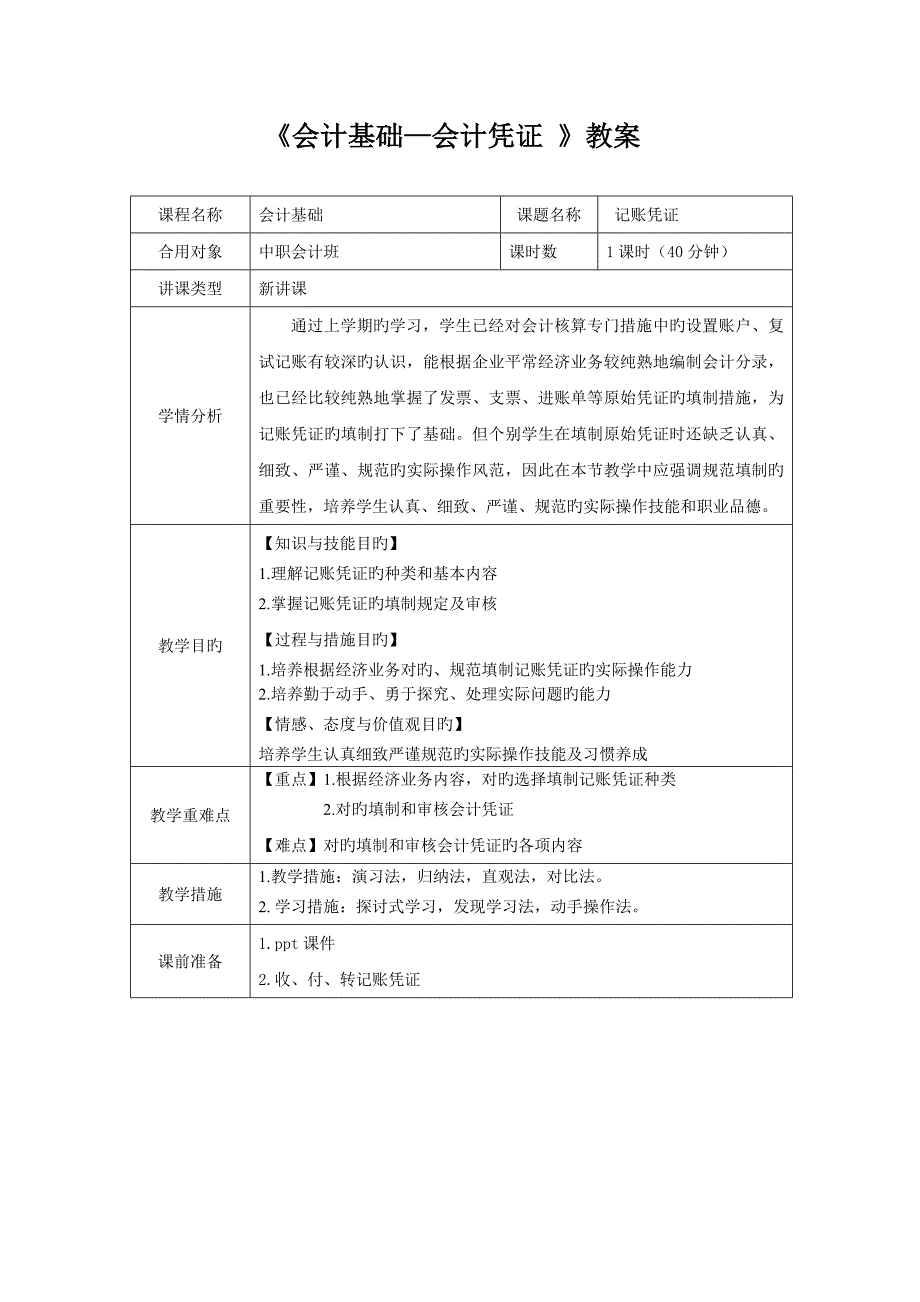 会计基础会计凭证教案_第1页