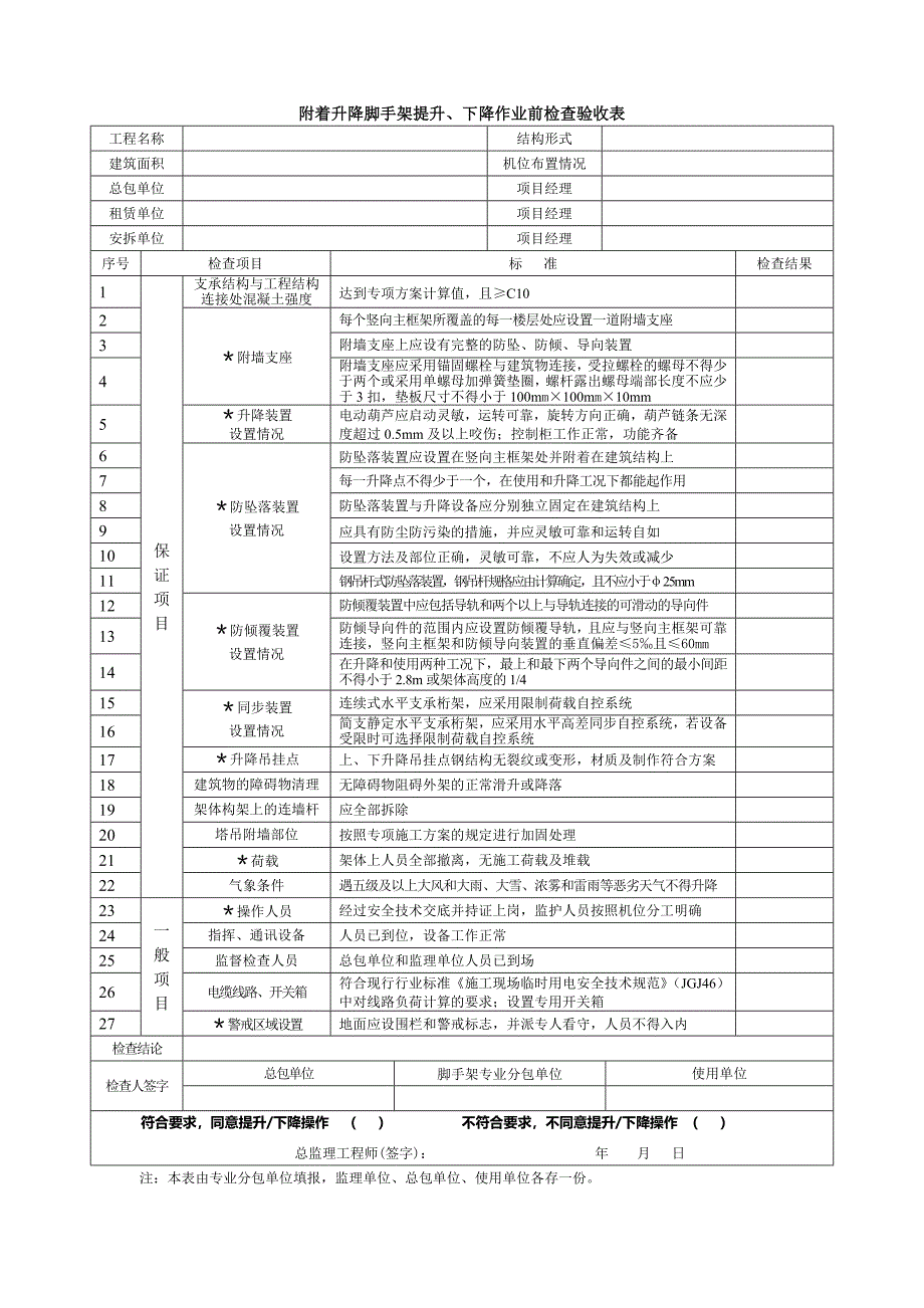 附着式升降脚手架首次安装完毕检查验收表.doc_第3页