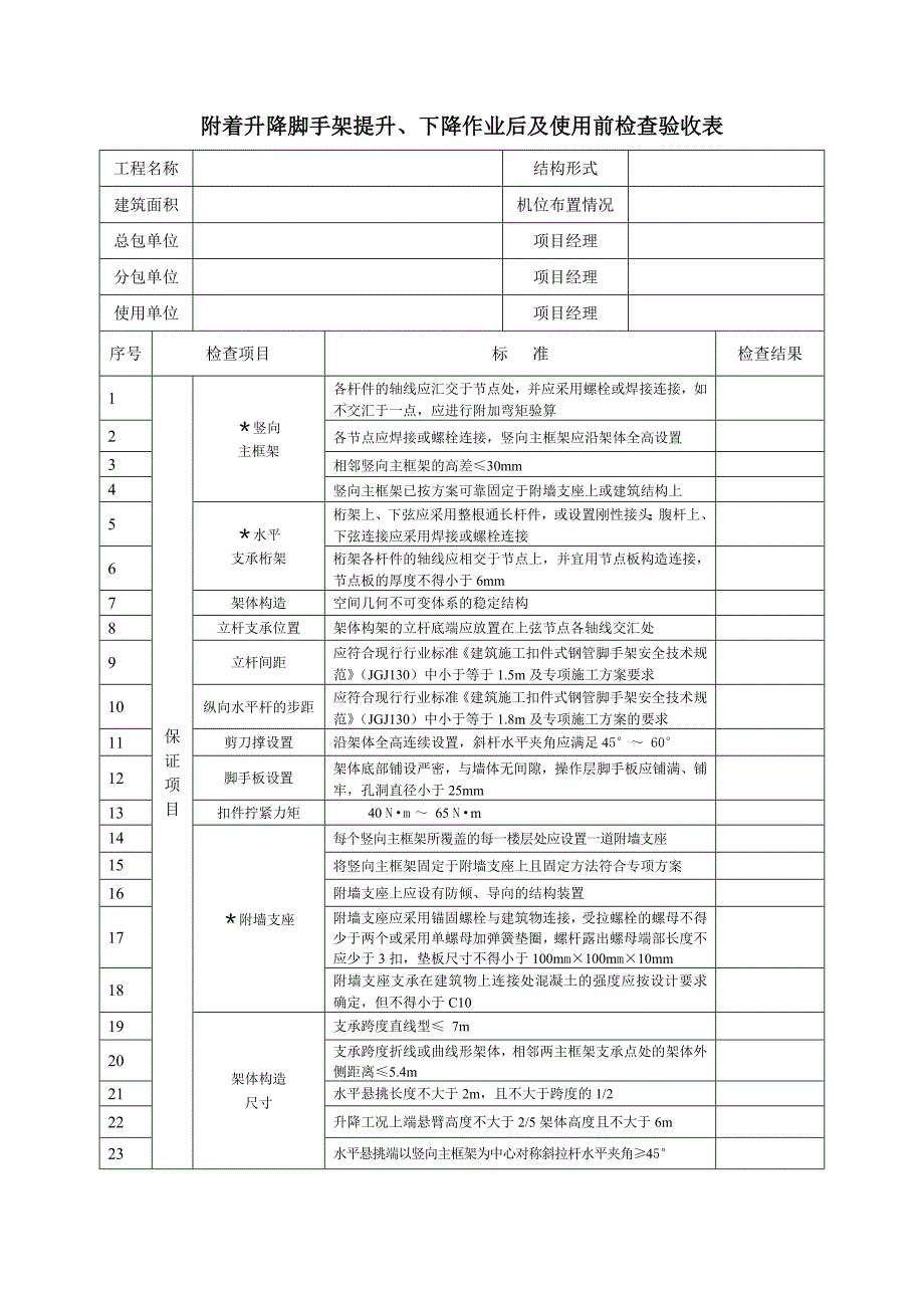 附着式升降脚手架首次安装完毕检查验收表.doc_第4页