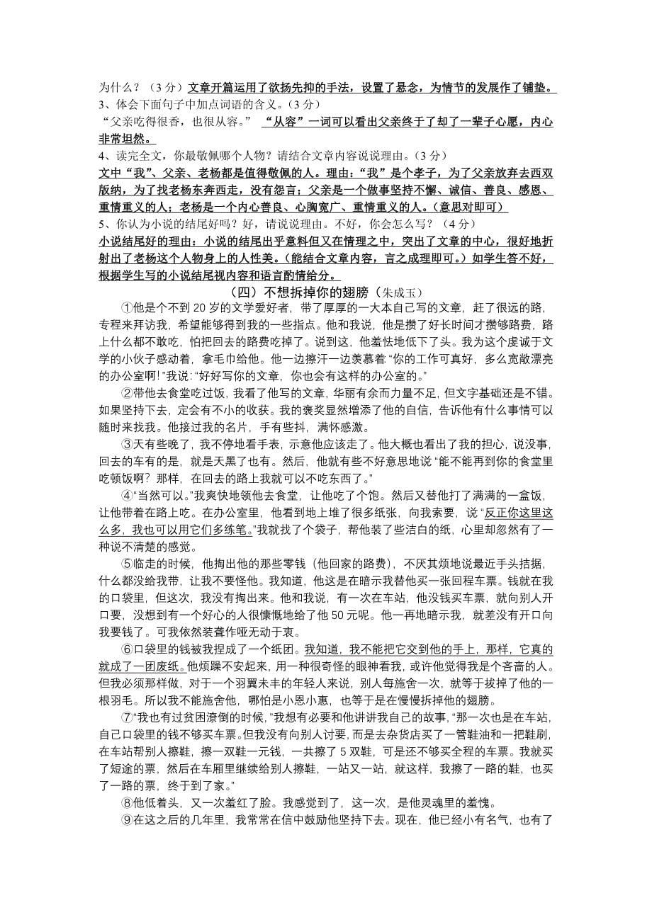 2013福建省泉州市中考语文练习题精选：小说阅读.doc_第5页