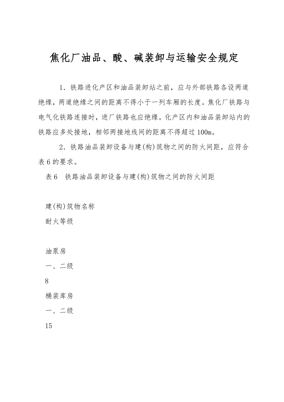 焦化厂油品、酸、碱装卸与运输安全规定.doc_第1页