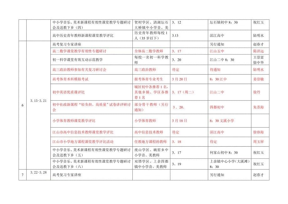 江山市教师进修学校第二学期行事历1_第5页