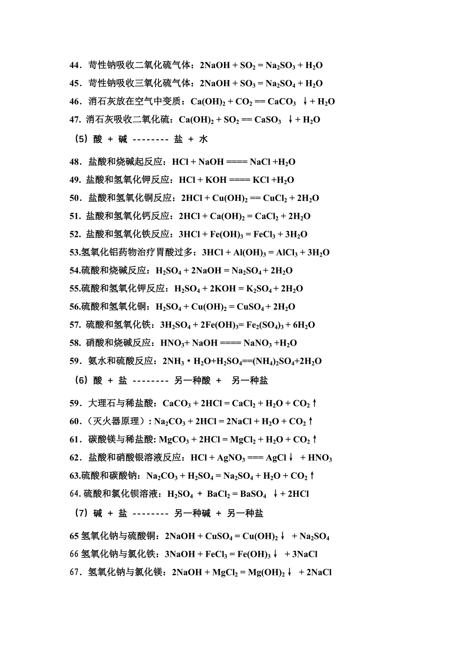 初中化学方程式集锦_第3页